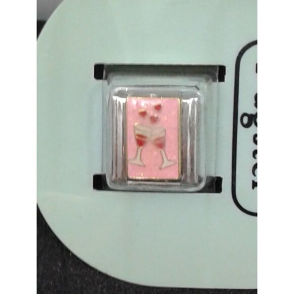 Bracelet Italian Charm Love hearts and Red Wine Glass - Picture 4 of 8